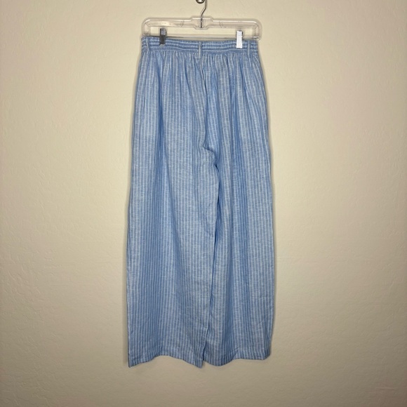 Anthropologie Vitamin A The Getaway Pant 100% Linen Blue Stripes Size Small - Picture 10 of 12